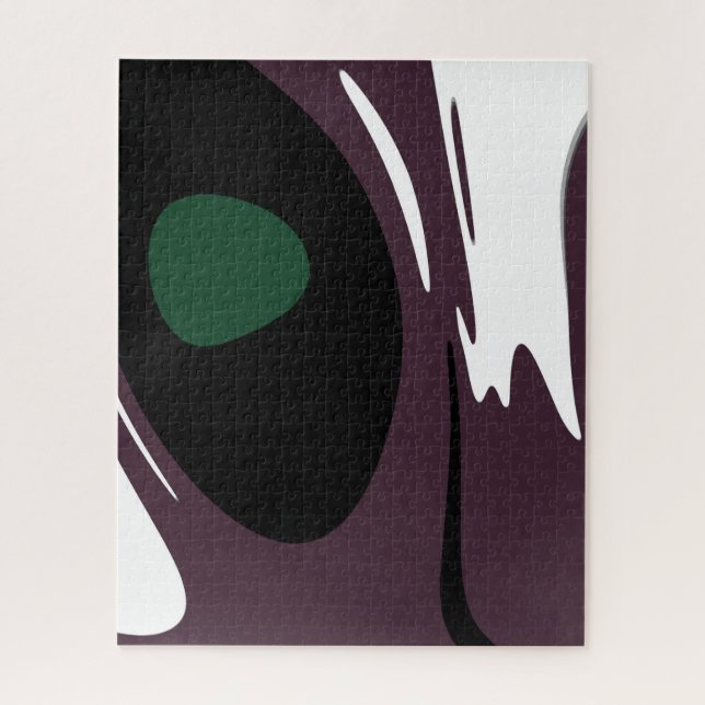 Puzzle Submersion : Noir Abstrait, Blanc, Violet & Vert (Vertical)