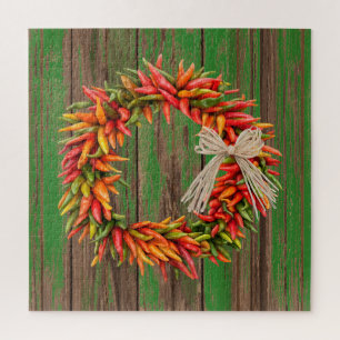 Puzzle Sud-Ouest Chili Ristra Wreath Patiné Bois vert