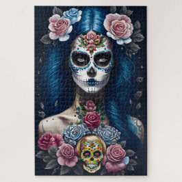 Puzzle Sugar Skull Art - Ftripe femme dans le maquillage