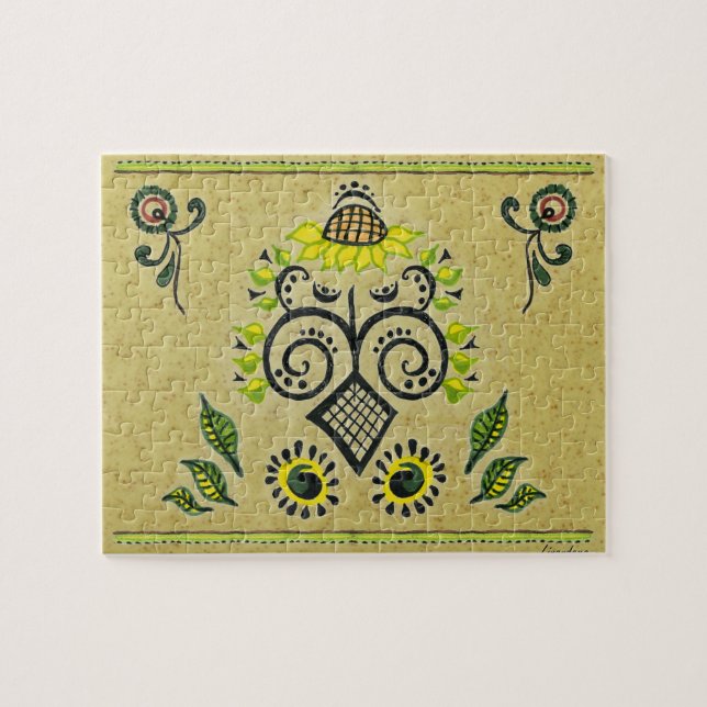 Puzzle Sunflower Folk Motif (Horizontal)