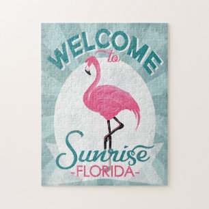 Puzzle Sunrise Florida Flamant rose rose Rétro