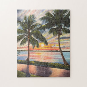 Puzzle Sunset de Floride avec palmiers colorés