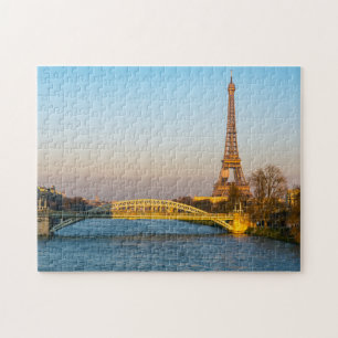 Puzzle Sunset on Eiffel tower and Pont Rouelle - Paris