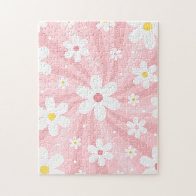 Puzzle Super Retro Sunshine & Daisy Floral Pattern 60s (Vertical)