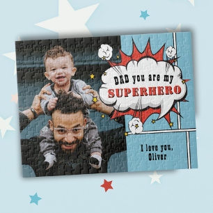 Puzzle Superhero papa Comic Speech Bubble Photo