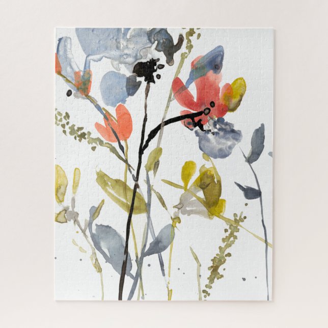 Puzzle Superposition de fleurs - Aquarelle Fleurs et tige (Vertical)