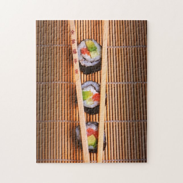 Puzzle Sushi et baguettes en bois (Vertical)