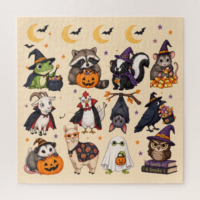 PUZZLE Süße Halloween-Tiere (Vertikal)