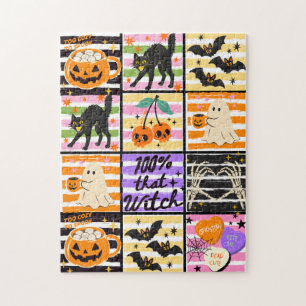 PUZZLE: Süße Retro-Halloween-Collage in Pastell