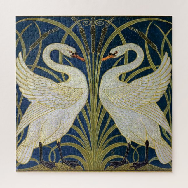 Puzzle Swan, Rush et Iris par Walter Crane (Vertical)