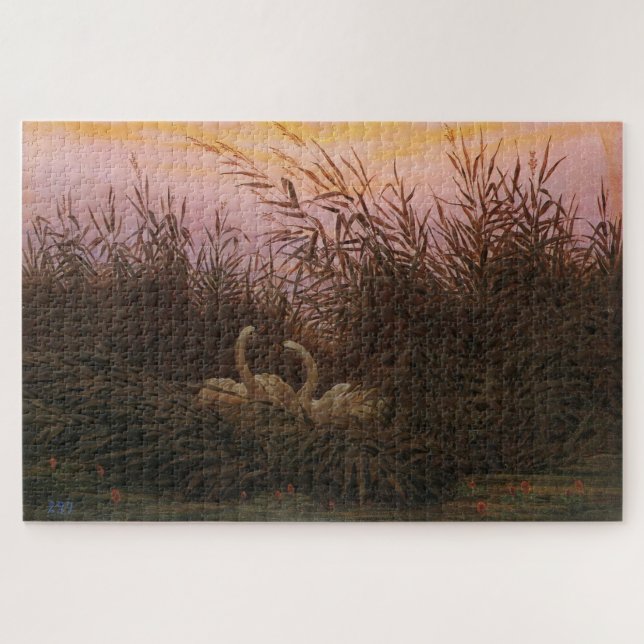 Puzzle Swans Among the Reeds at Dawn (1832) - Friedrich (Horizontal)