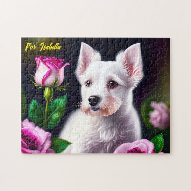 Puzzle Sweet Chien Et Collection Rose (Horizontal)
