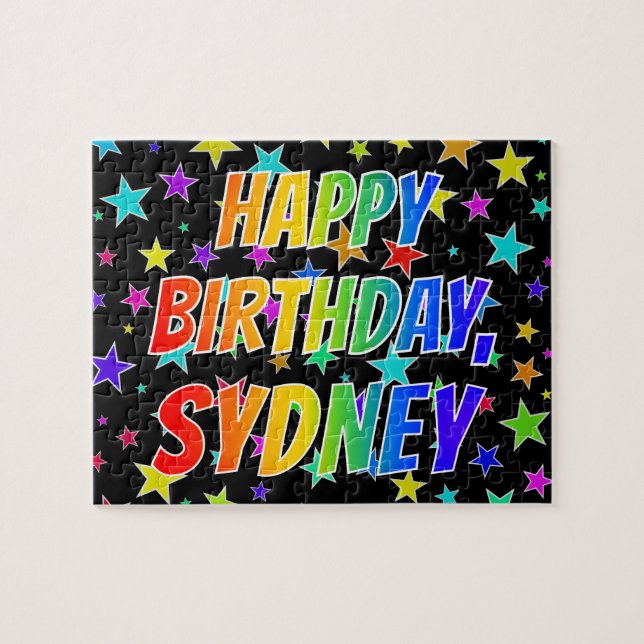 Puzzle "SYDNEY" Prénom, Amusant "HEUREUX ANNIVERSAIRE" (Horizontal)
