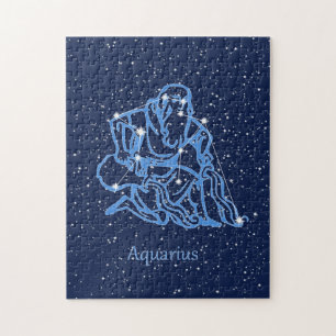 Puzzle Symbole Aquarius Constellation et Zodiaque avec é