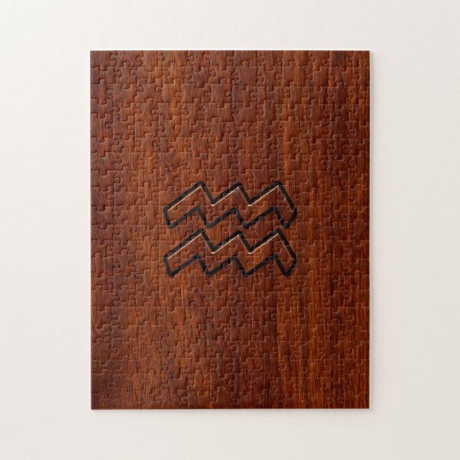 Puzzle Symbole Aquarius Zodiac Style acajou (Vertical)