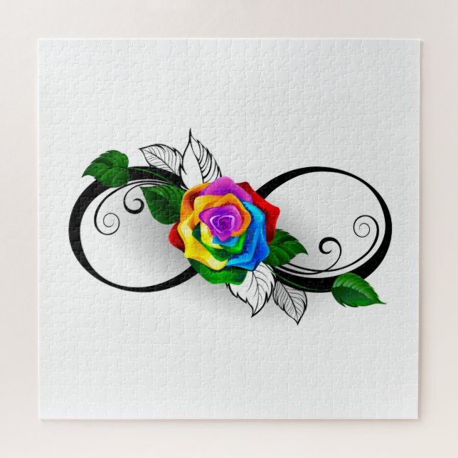 Puzzle Symbole d'infini avec Rose arc-en-ciel (Horizontal)