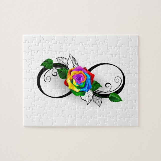 Puzzle Symbole d'infini avec Rose arc-en-ciel (Horizontal)