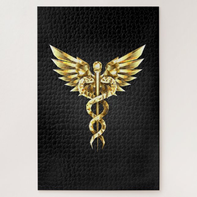 Puzzle Symbole Polygonal Or Caduceus (Vertical)