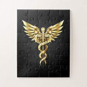 Puzzle Symbole Polygonal Or Caduceus