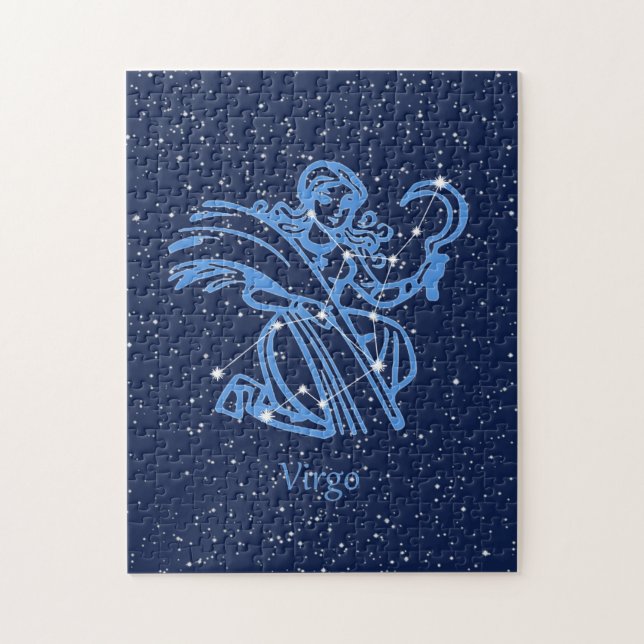 Puzzle Symbole Virgo Constellation et Zodiac avec étoiles (Vertical)