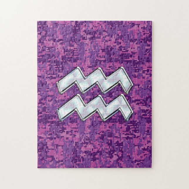 Puzzle Symbole Zodiaque Aquarius sur le camouflage numéri (Vertical)