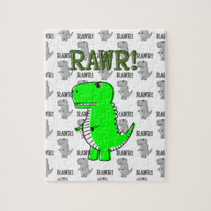 Puzzle T-Rex mignon et en colère avec Motif noir et blanc