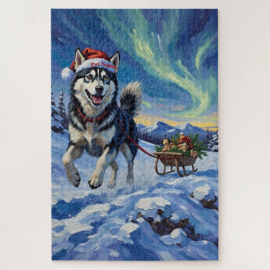 Puzzle T-shirt Chien de Traîneau Arctique Husky Sibérien