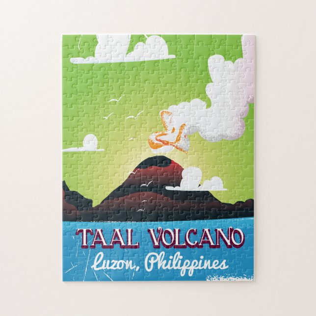 Puzzle Taal Volcano Volcano Philipp affiche de voyage vin (Vertical)