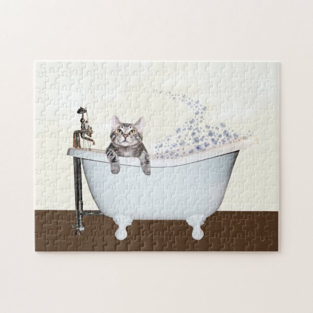 Puzzle Tabby cat dans la baignoire (Horizontal)
