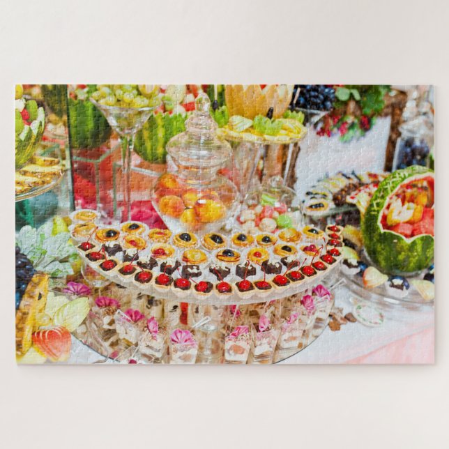 Puzzle Table Buffet avec Fruits et Pâtisseries (Horizontal)