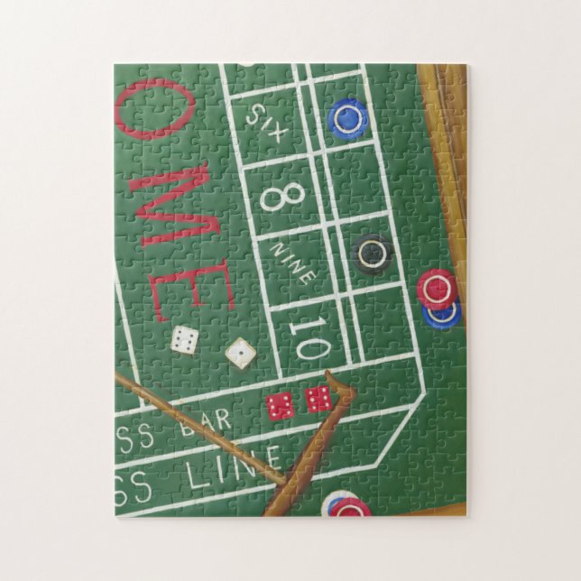 Puzzle Table Casino Craps avec chips et dés (Vertical)
