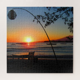 Puzzle table de plage au coucher du soleil