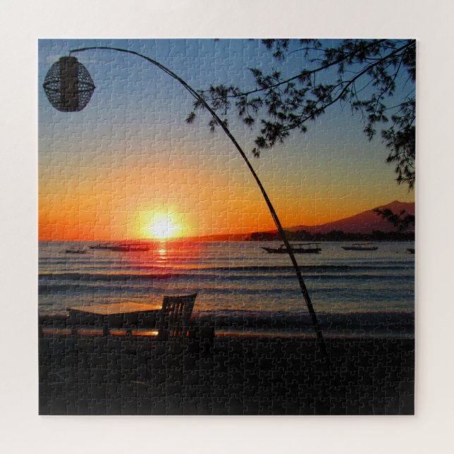 Puzzle table de plage au coucher du soleil (Horizontal)