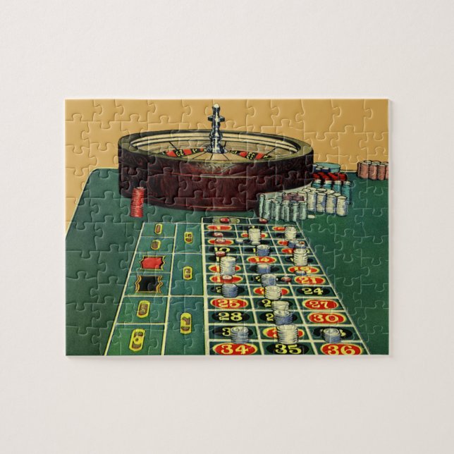 Puzzle Table de roulette vintage jeu de casino, jetons de (Horizontal)