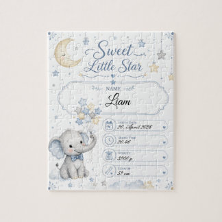 Puzzle Tableau de naissance bébé personnalisable avec élé