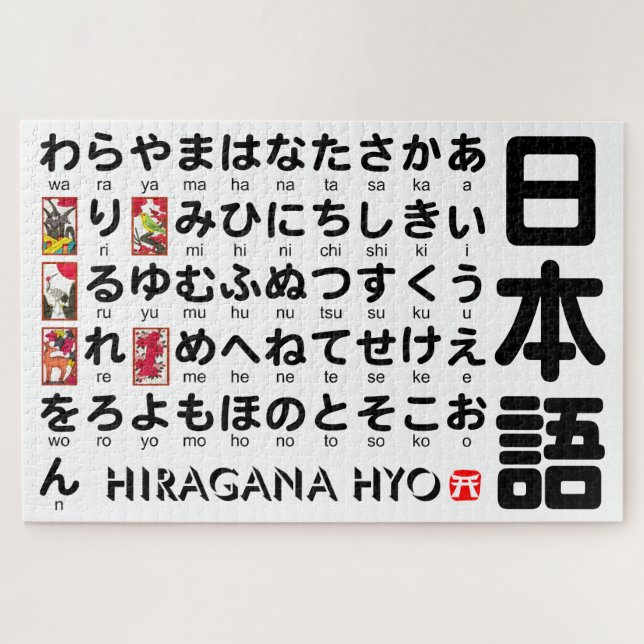 Puzzle Tableau Hiragana japonais (Hanafuda) (Horizontal)