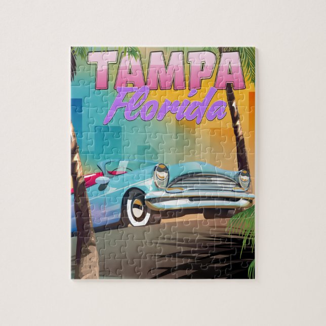 Puzzle Tampa Florida belle affiche de voyage. (Vertical)