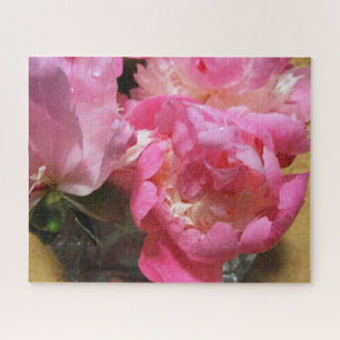 Puzzle Tapis de souris photo de pivoines roses en vase