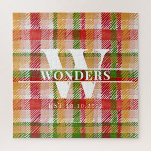 Puzzle Tartan à carreaux durs personnalisé avec monogramm