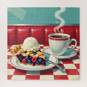 Puzzle Tarte aux myrtilles et bleuets, crème glacée et ca
