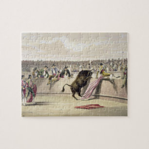 Puzzle Taureau sautant les barrières, 1865 (litho de