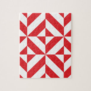 Puzzle Tchry Red Geometric Deco Cube Pattern