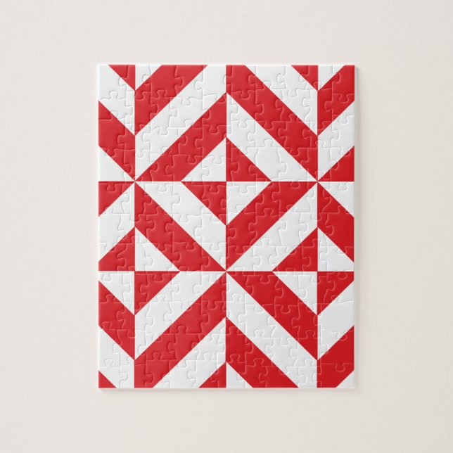 Puzzle Tchry Red Geometric Deco Cube Pattern (Vertical)