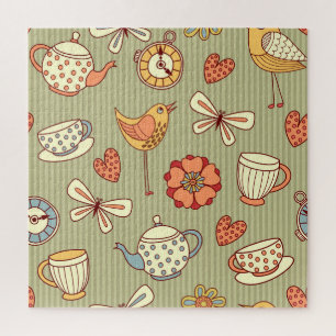 Puzzle Tea Party d'été : Motif sans couture