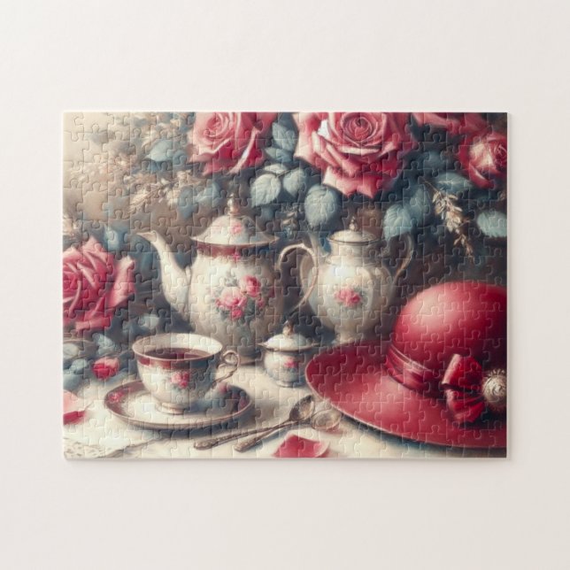 Puzzle Tea Time Rose Rose et Teacup (Horizontal)