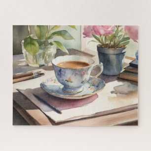 Puzzle Teacup vintage aquarelle