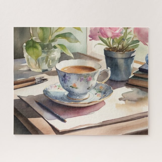 Puzzle Teacup vintage aquarelle (Horizontal)