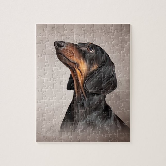 Puzzle Teckel de race de chien de dessin (Vertical)