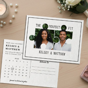 Puzzle-Teil Foto Perfekte Passform Hochzeit Ankündigungspostkarte