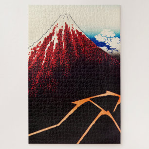 Puzzle Tempête de pluie sous le sommet par Katsushika Hok